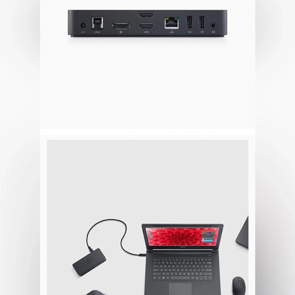 Dell USB 3.0 Ultra HD / 4K Triple Display Docking Station (D3100) Black EUC